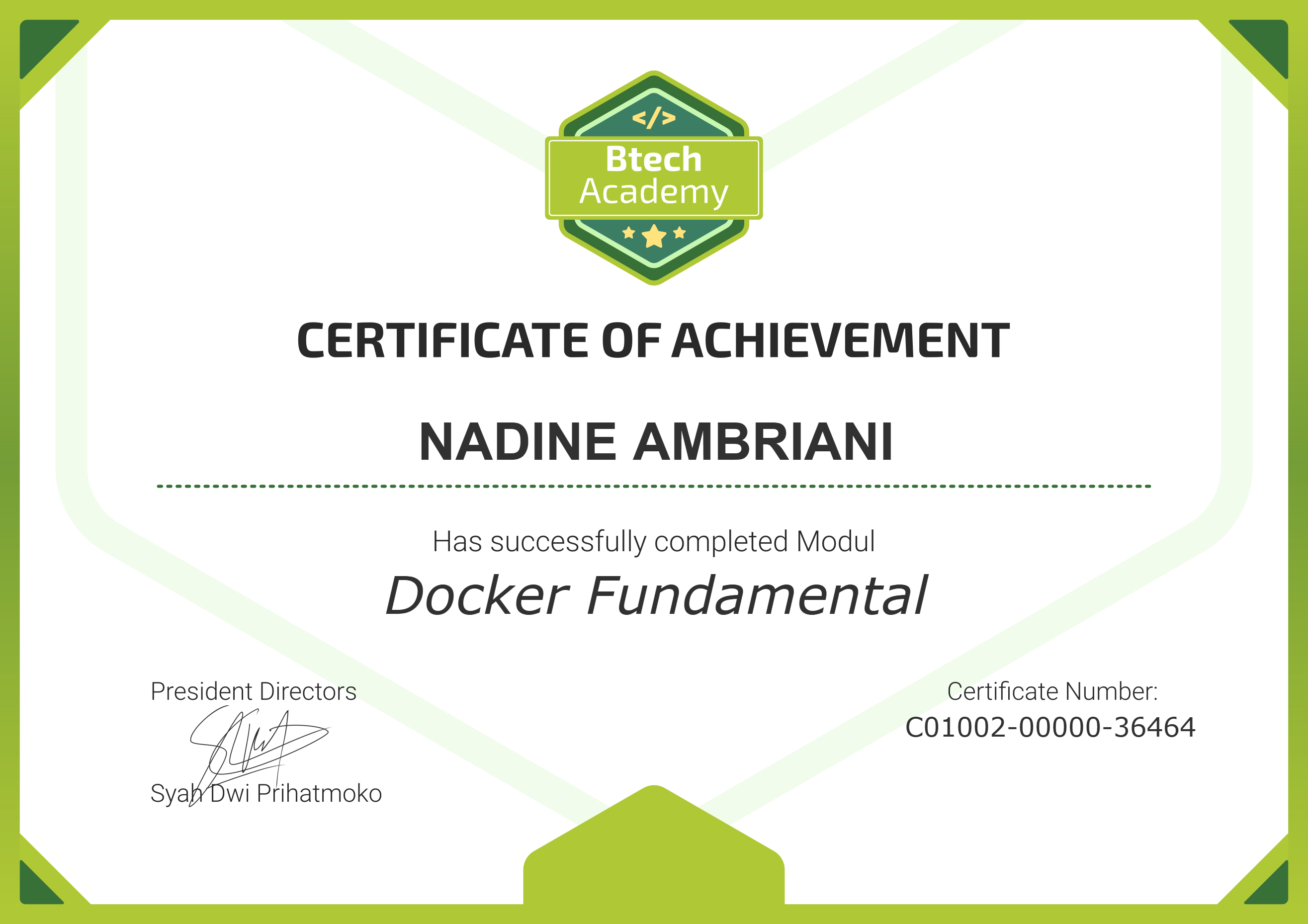 Certificate — Docker Fundamental