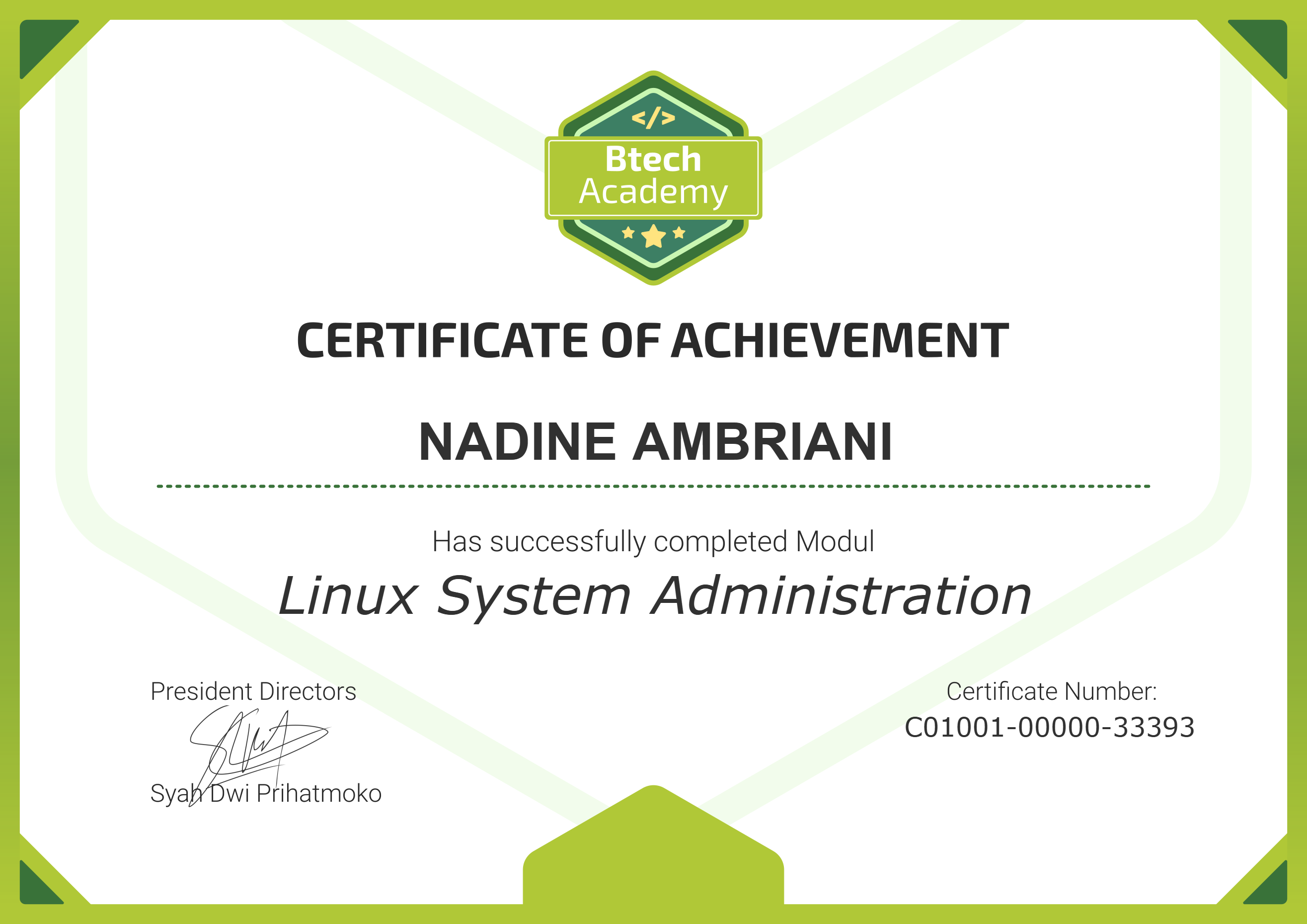 Certificate — Linux System Administration